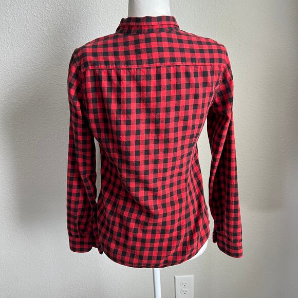 Uniqlo Red Plaid Authentic Flannel Shirt Women's M Collared Button Down Front - Picture 4 of 7